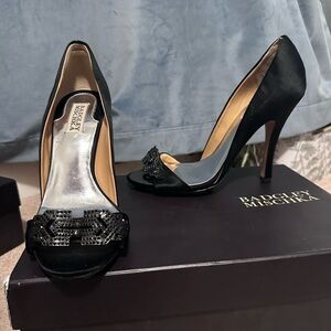 Mishka Black Women's Heels with Sparkle Detail